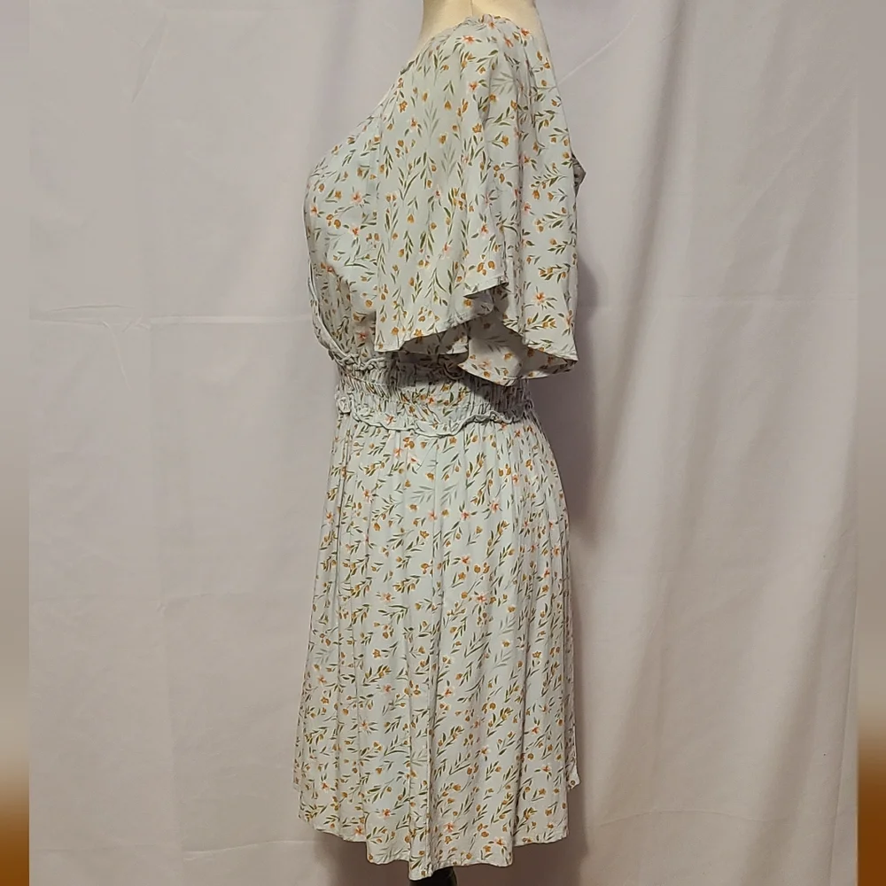 Altar'd State Light Sage Floral Smocked-Waist Dress - Picture 5 of 10